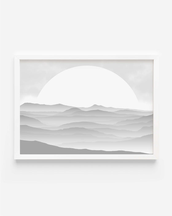 Abstract Greyscale Misty Sunrise