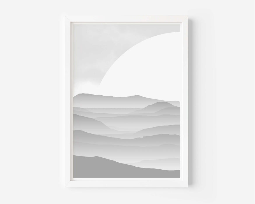 Abstract Greyscale Misty Sunrise - Set of 2