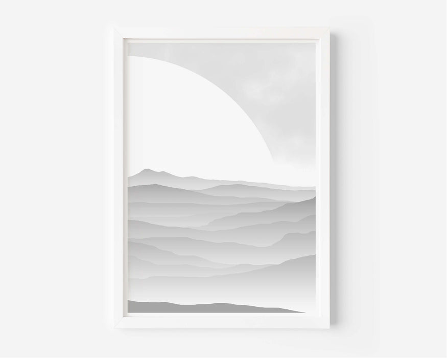 Abstract Greyscale Misty Sunrise - Set of 2