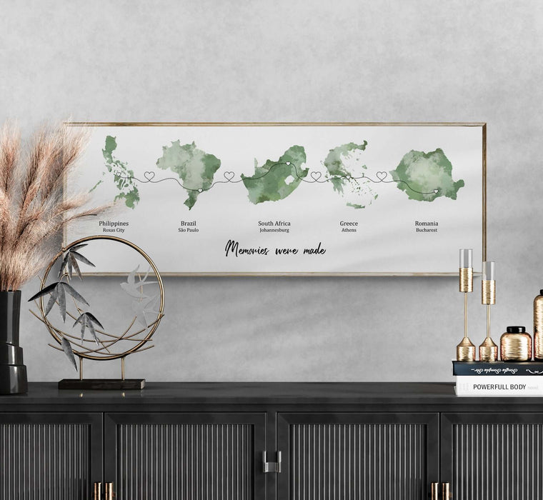 Personalised Panoramic Heart Location Print - (594mm x 210mm -23.38 x 8.26 inches)