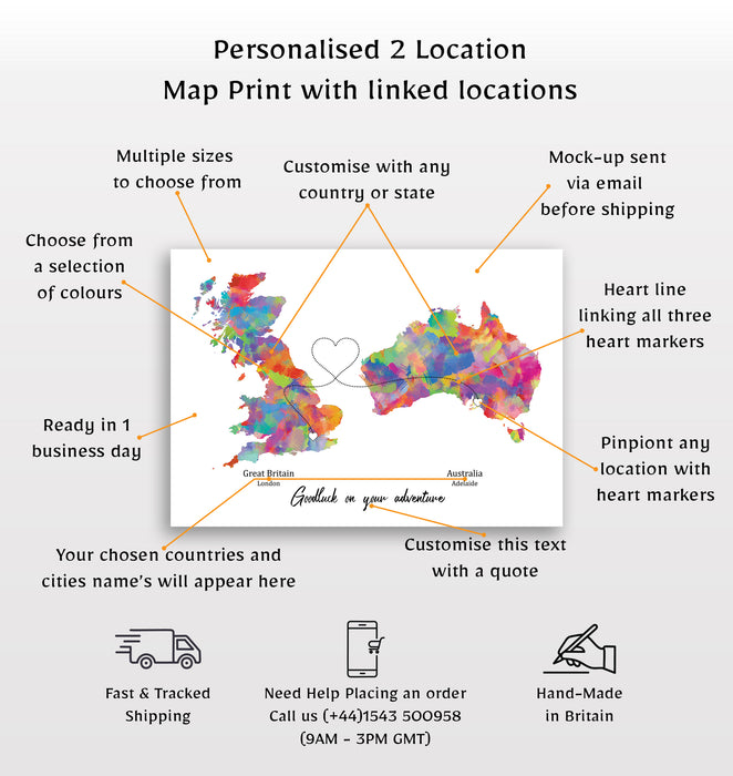 Personalised two location Print 2.0 - Custom Line (Digital File Only)