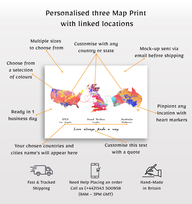 Impresión personalizada de tres ubicaciones