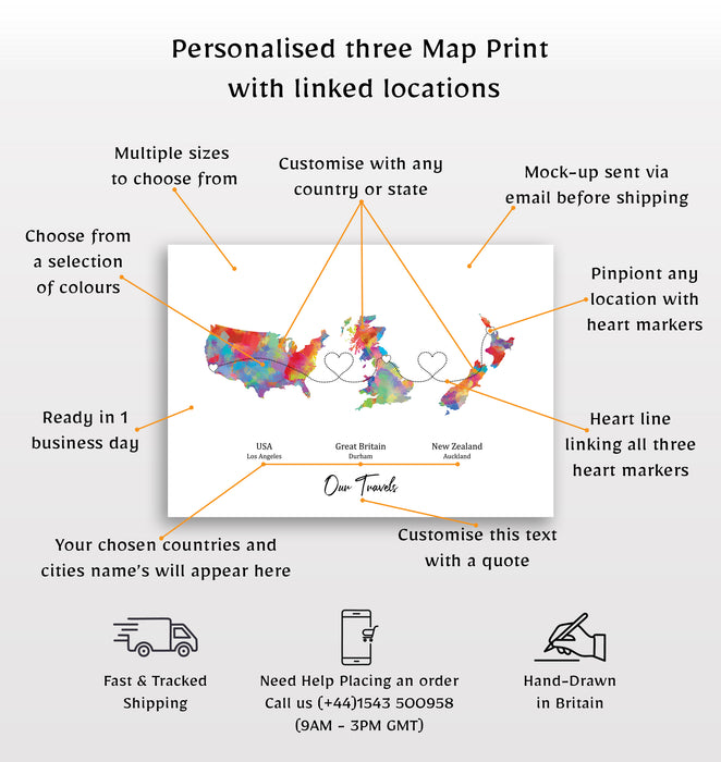 Personalised Three Location Print 2.0 - Custom Line (Digital File Only)