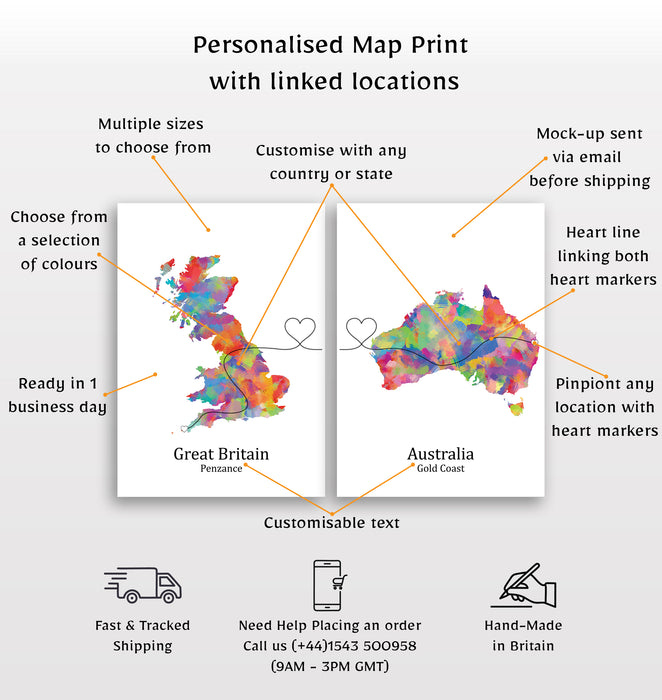 Personalised two location Prints 2.0 - Custom Line