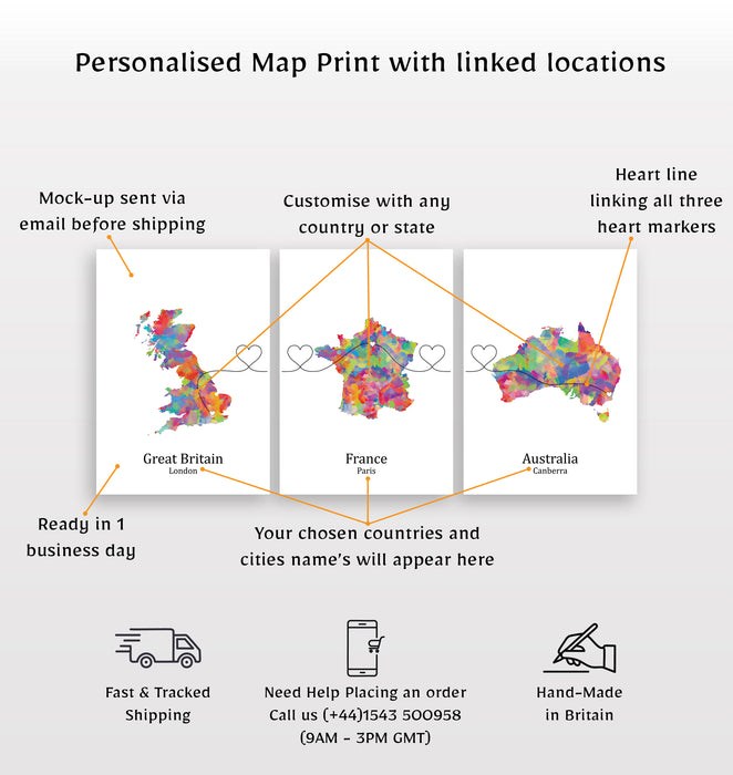 Personalised Three Location Prints 2.0 - Custom Line