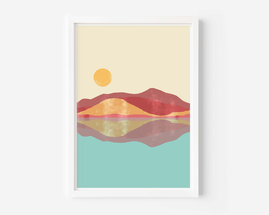 Abstract Red, Gold & Blue Landscape - Set of 3