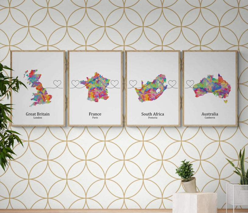 Personalised Four Location Prints 2.0 - Custom Line