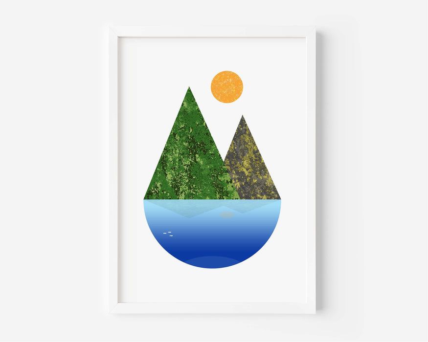 Abstract Floating Mountain Lake