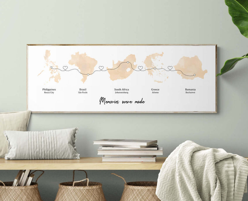 Personalised Panoramic Heart Location Print - (594mm x 210mm -23.38 x 8.26 inches)