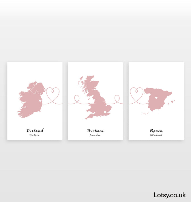 Personalised Three Location Prints