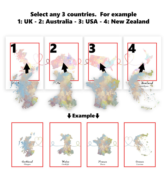 Personalised Four Location Prints