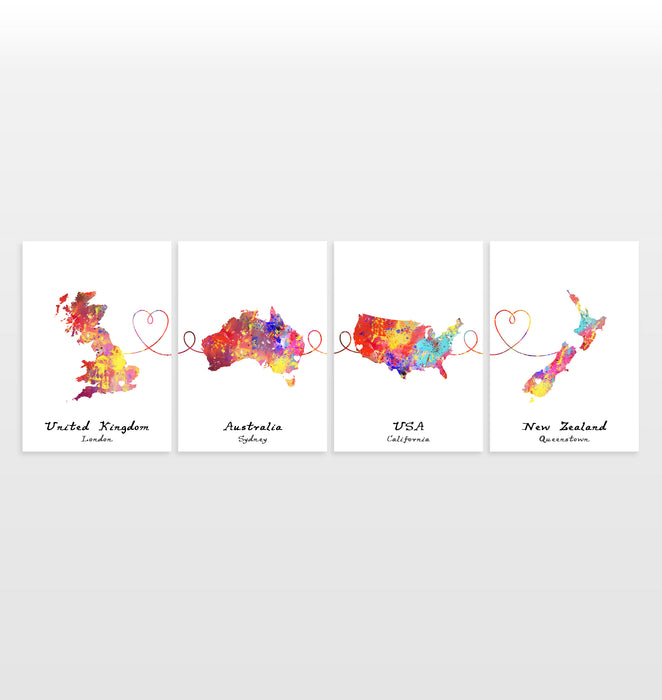 Personalised Four Location Prints