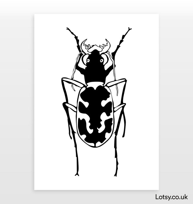 Beetle Print - Greyscale