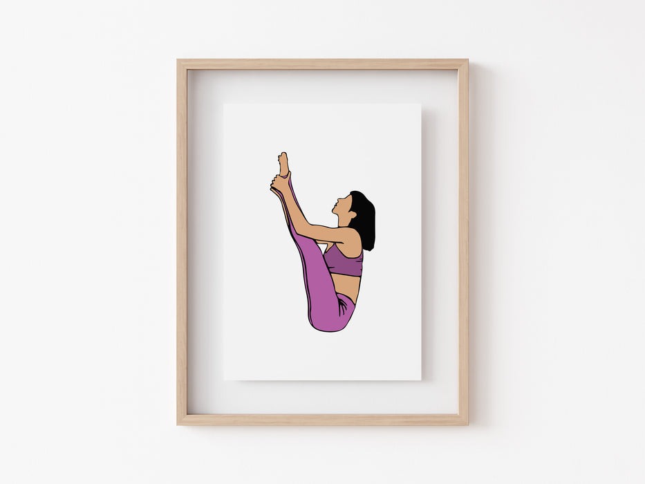 Boat with Thighs to Chest Pose - Yoga Print