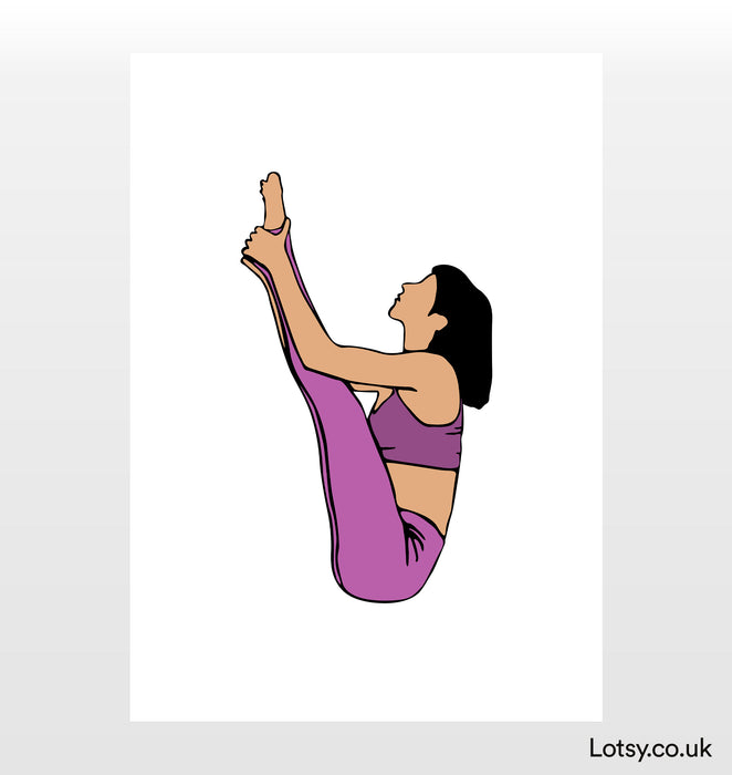 Boat with Thighs to Chest Pose - Yoga Print