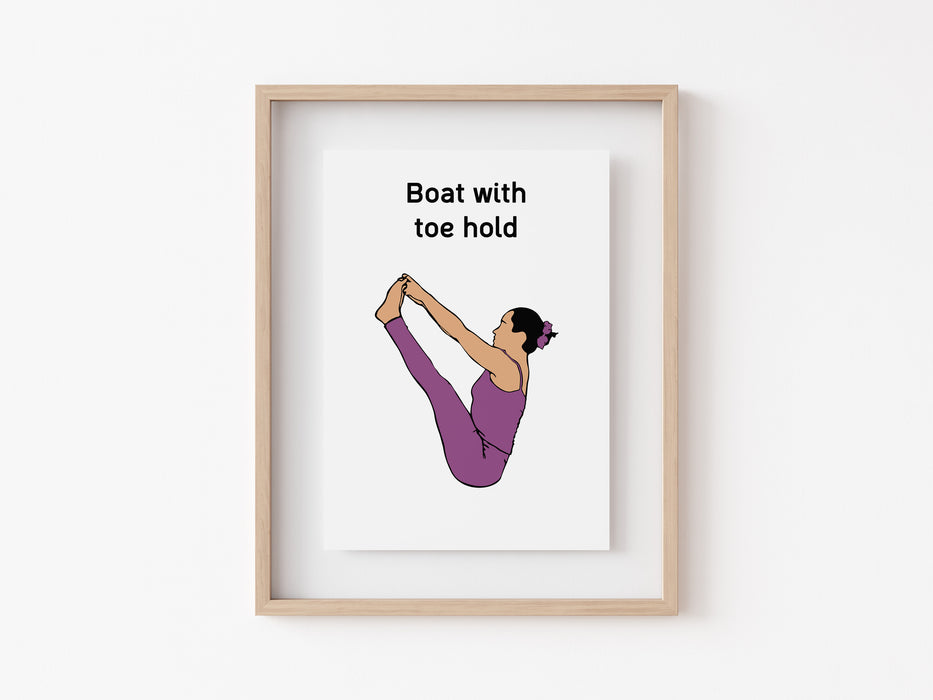Boat with Toe Hold Pose - Yoga Print