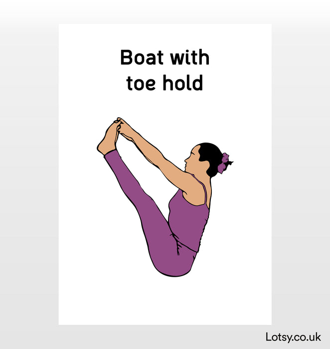 Boat with Toe Hold Pose - Yoga Print