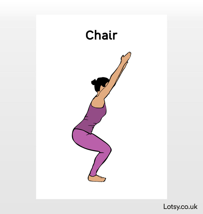 Postura de la silla - Impresión de yoga