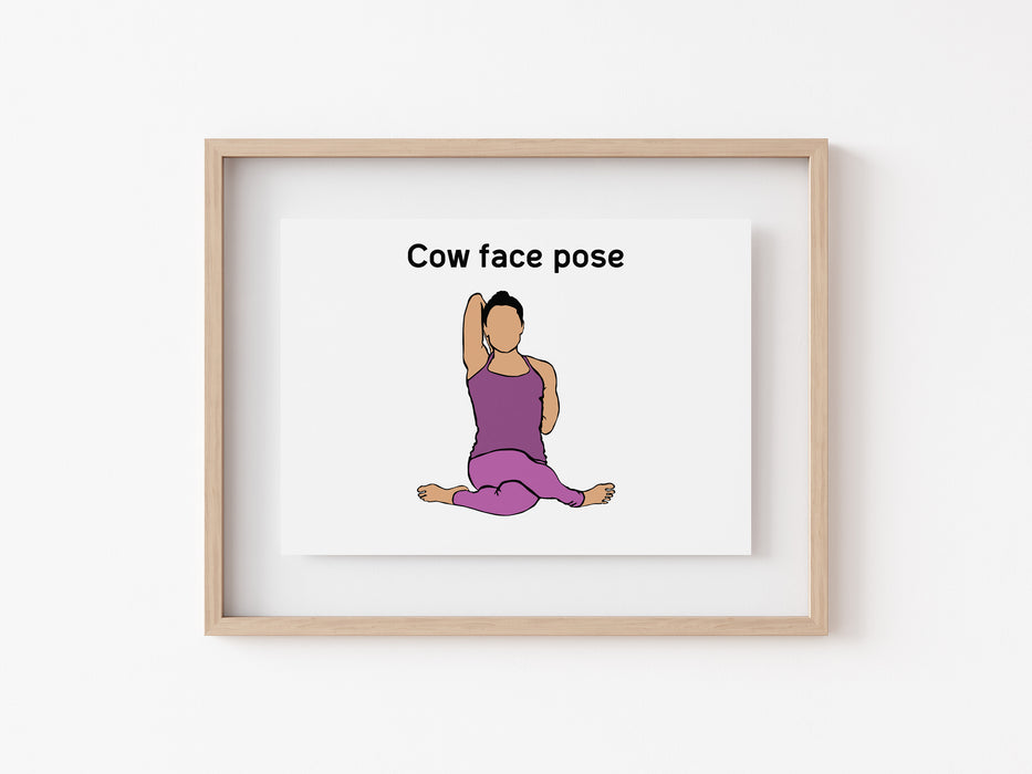 Pose de cara de vaca - Impresión de yoga