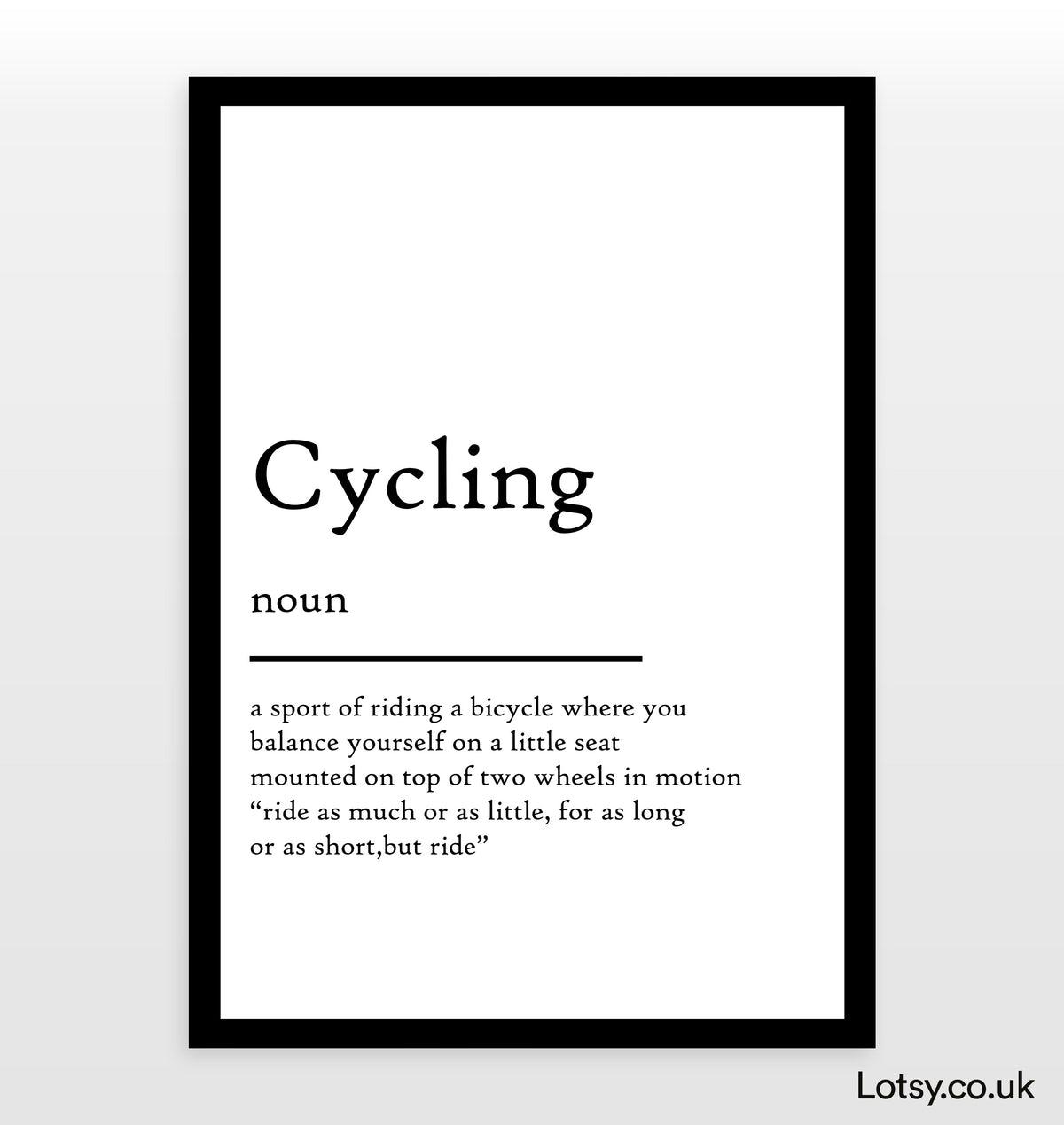 Cycling Definition Print — Lotsy.co.uk