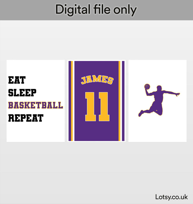 Digital - Basketball - Customisable Print - Set of 3