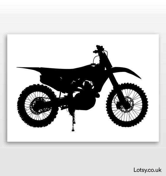 Dirt Bike Print - Greyscale