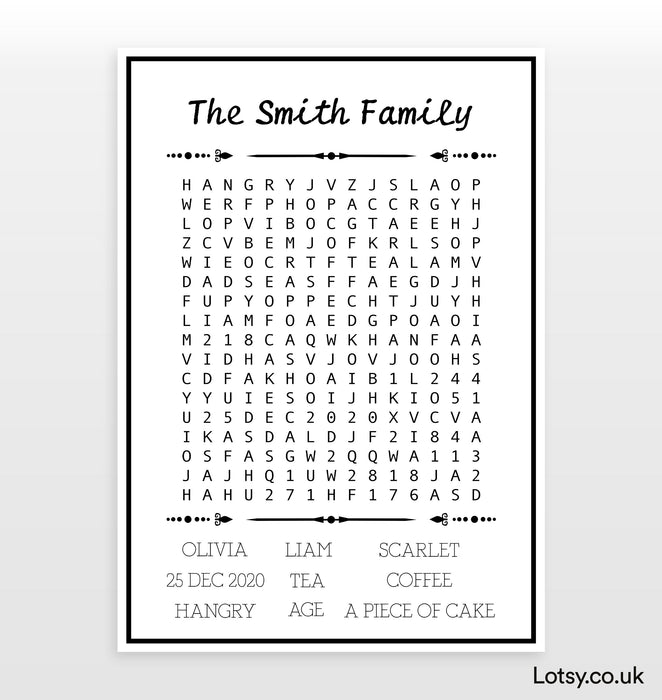 Personalised Word Search - Print