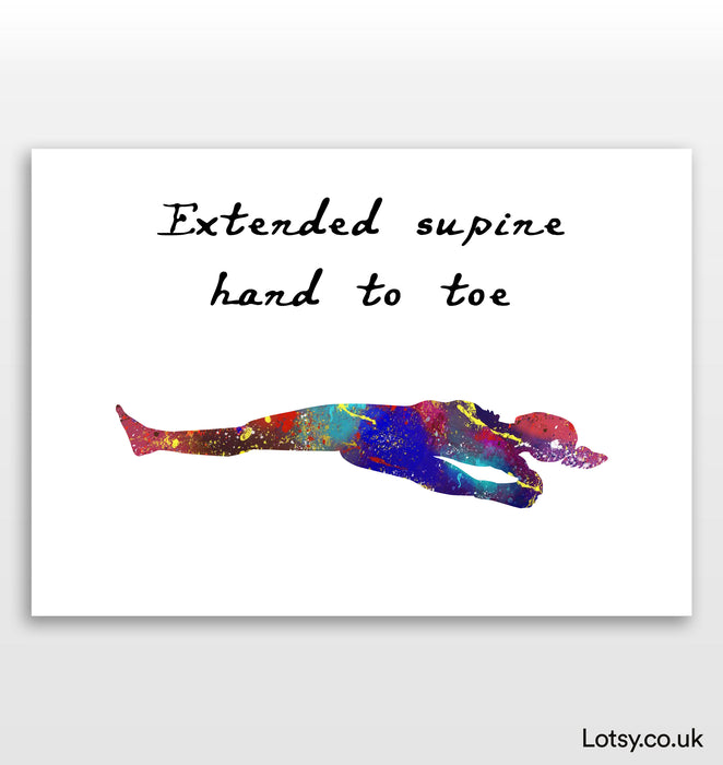 Extended Supine Hand to Toe Pose - Yoga Print