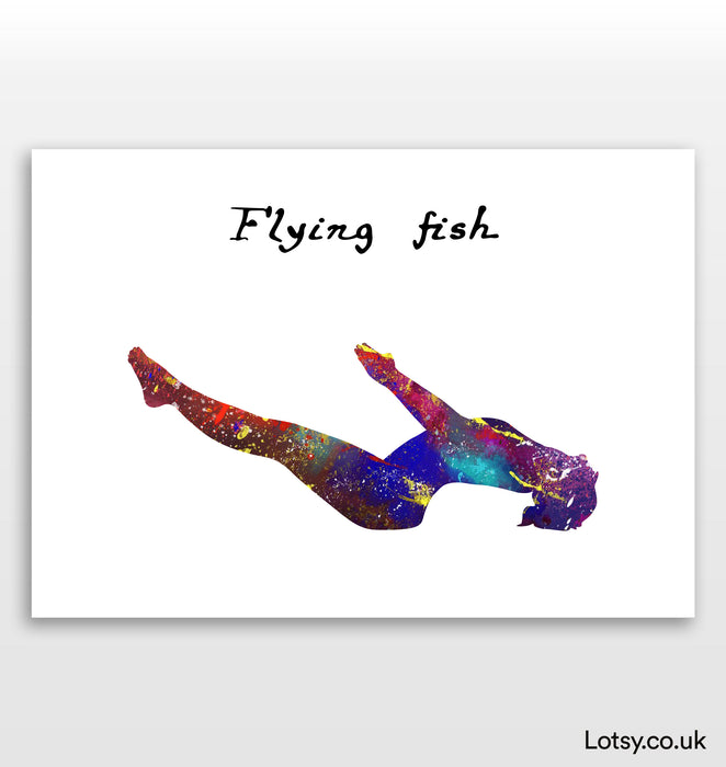 Pose de pez volador - Impresión de yoga