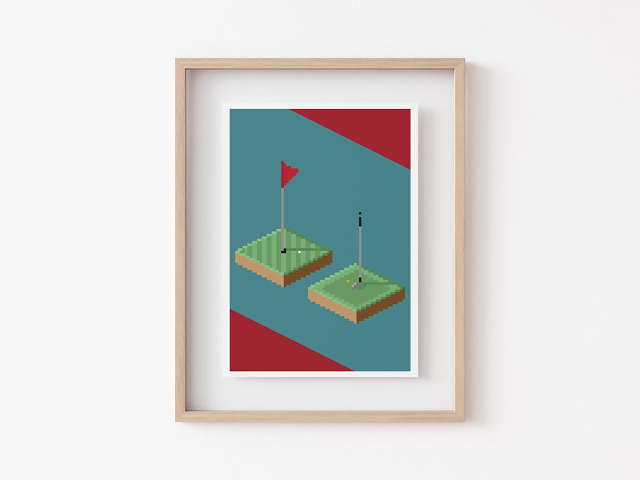 Golf Pixel Art Print
