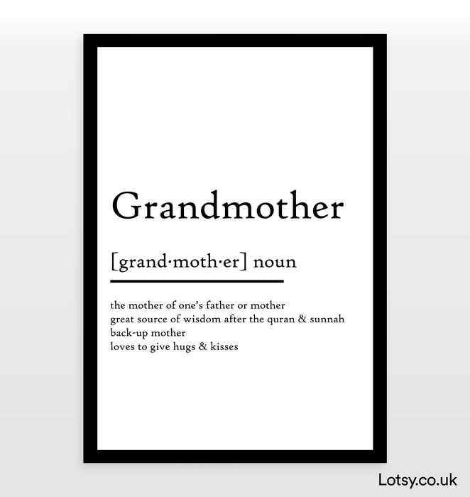 Grandmother - Definition Print