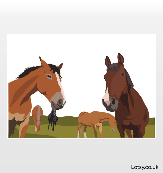 Horses landscape Print