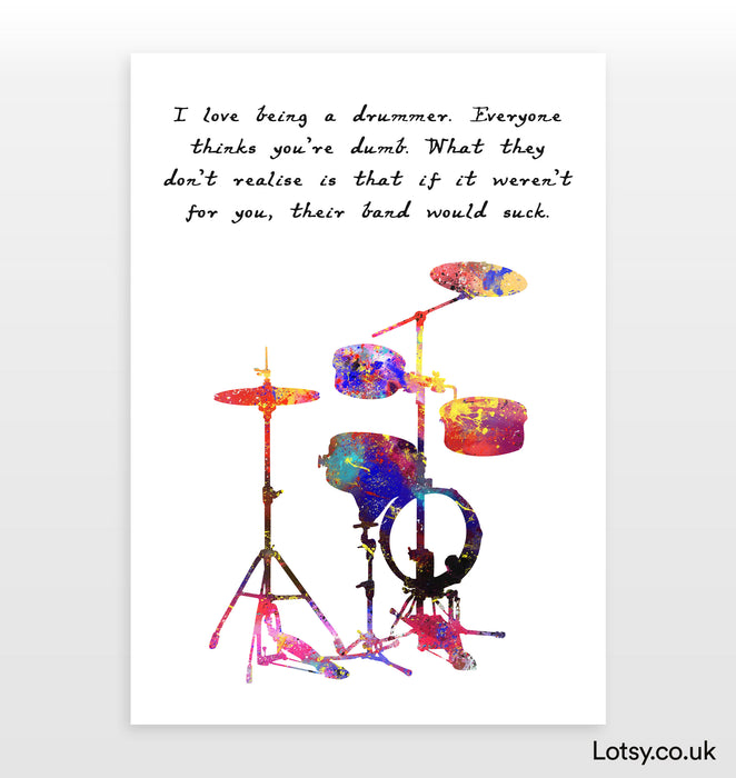 Impresión de kit de batería - Me encanta ser baterista