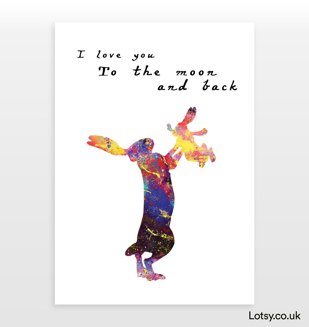 Rabbit Print - I love you to the moon and back — Lotsy.co.uk