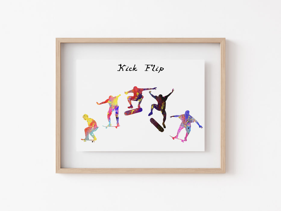 Skateboard Print - Kick Flip