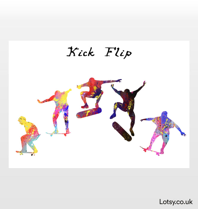 Impresión de patineta - Kick Flip