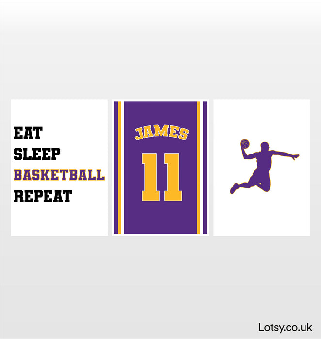 Basketball - Customisable Print - Set of 3