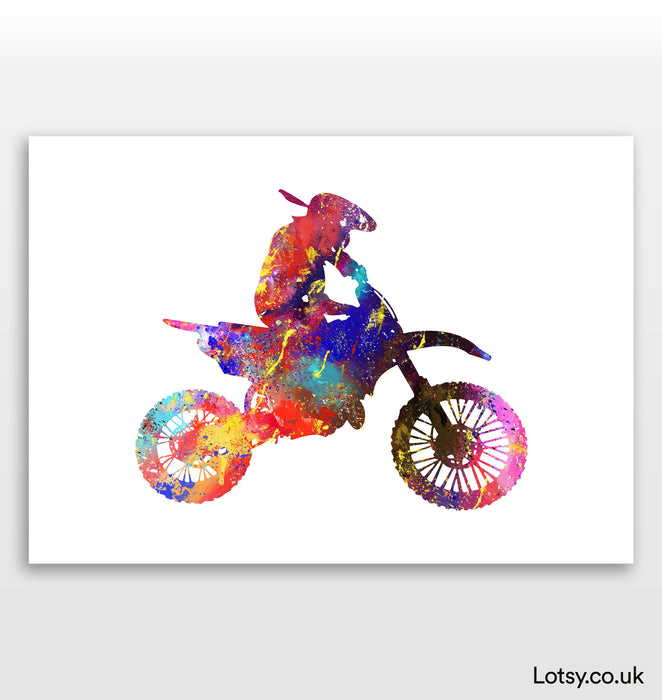Motocross Print - Watercolour