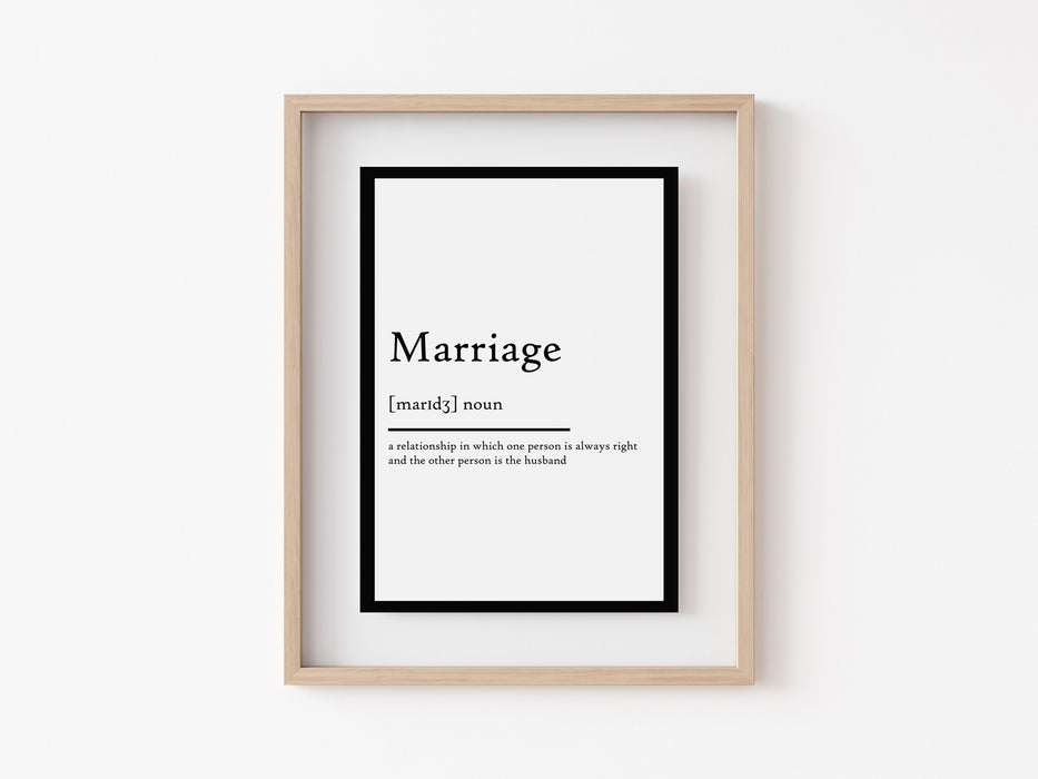 Marriage - Definition Print