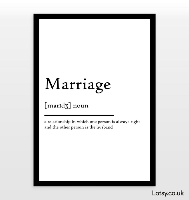 Marriage - Definition Print