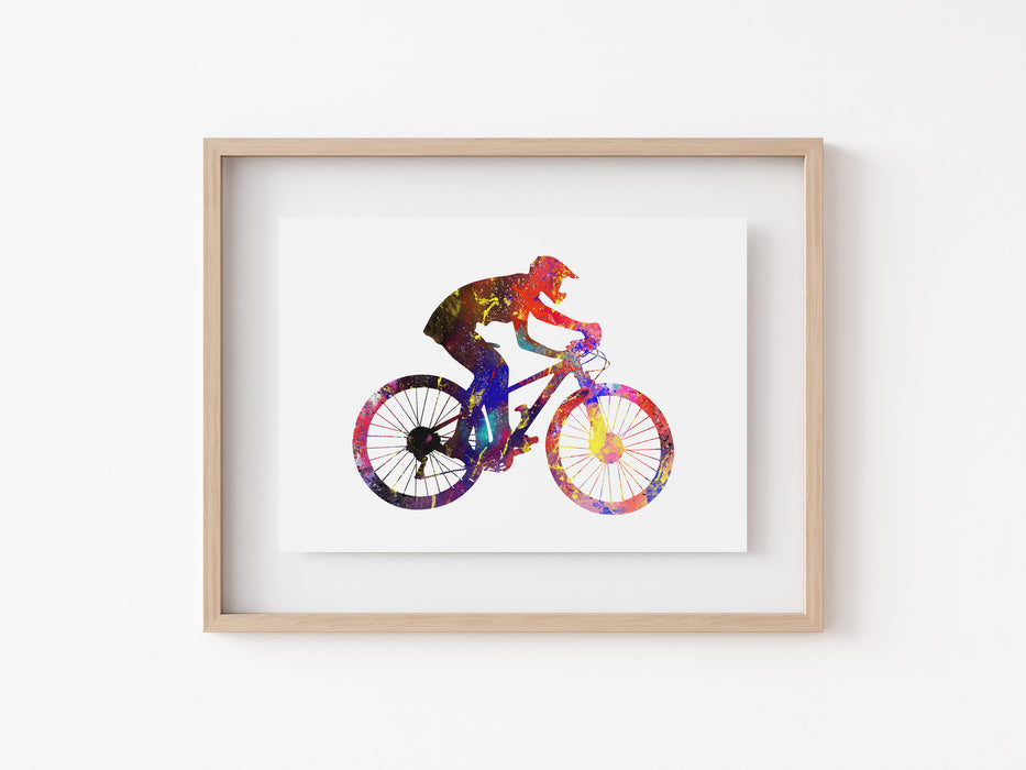 Mountain Biker Print - Watercolour