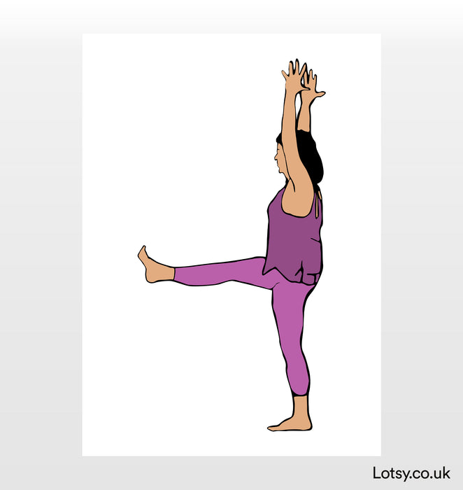Montaña de una pierna - Impresión de yoga