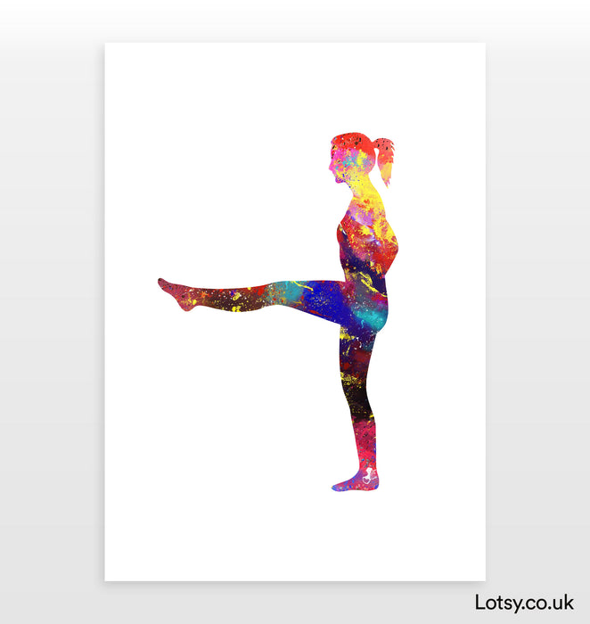 One Legged Mountain Pose - Yoga Print