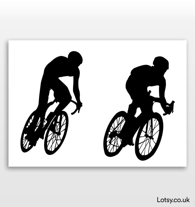 Impresión de carreras de bicicletas - Escala de grises