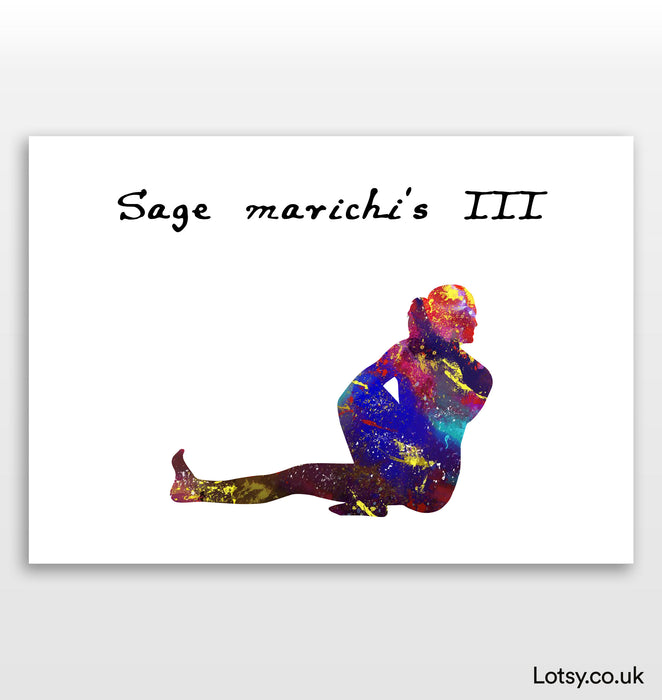 Pose III de Sage Marichi - Impresión de yoga