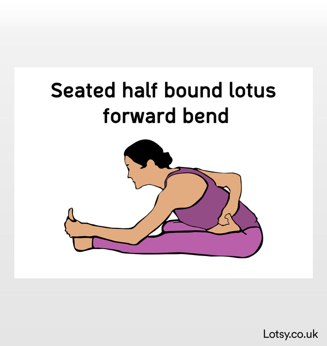 Seated Half Bound Lotus Forward Bend - Yoga Print