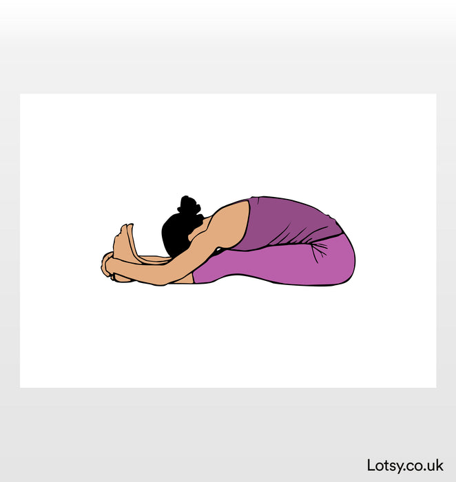 Curva hacia adelante de tres extremidades sentada - Impresión de yoga