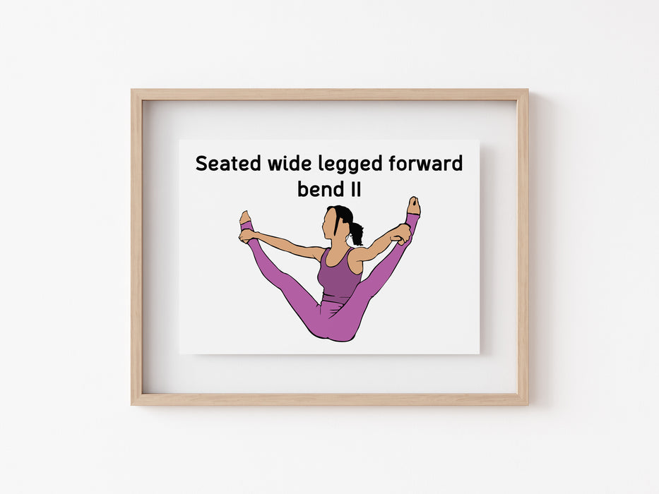 Curva hacia adelante con las piernas anchas sentadas II - Impresión de yoga