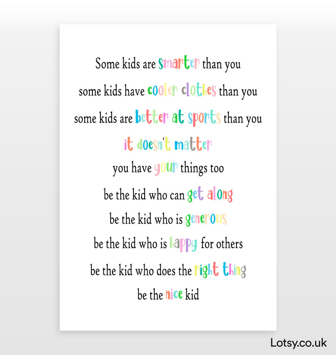 Be the kid - Quote Print