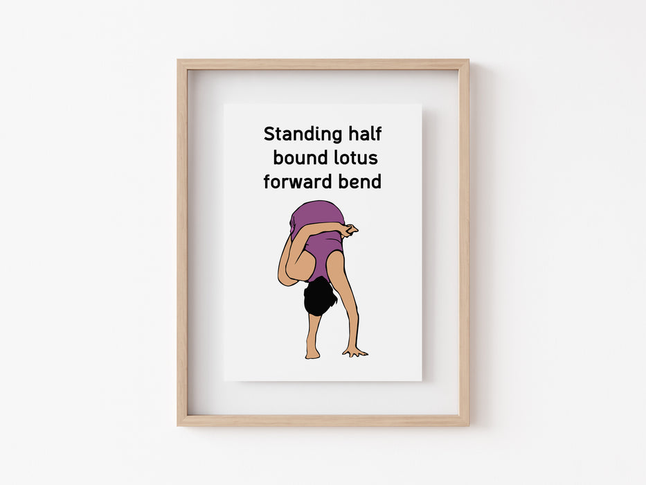 Standing Half Bound Lotus Forward Bend - Yoga Print